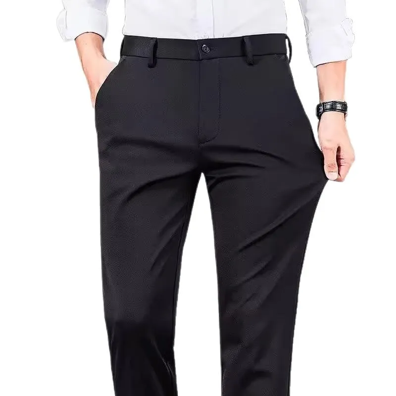 Men's business casual trousers in X11 Navy Blue, straight leg with micro elasticity, polyester blend