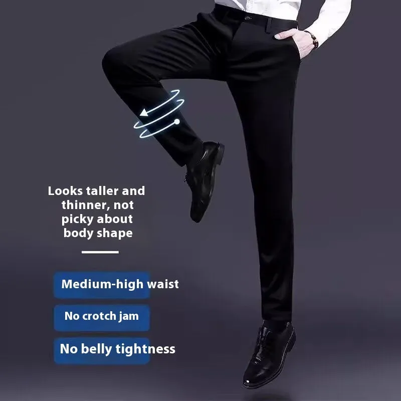 Men's business casual trousers in X11 Navy Blue, straight leg with micro elasticity, polyester blend
