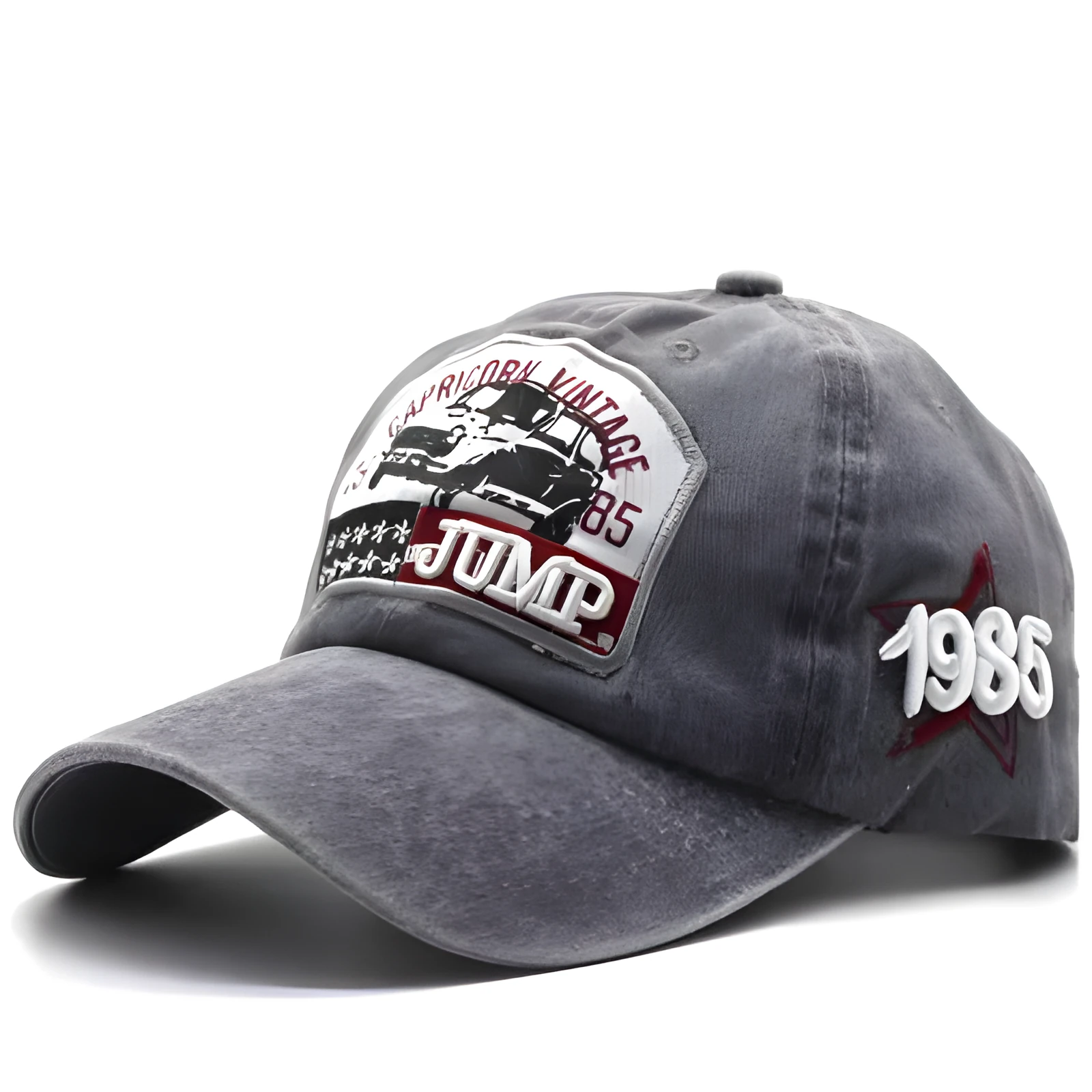 Alphabet embroidered baseball cap in cotton with 13cm height and 7cm brim, six colours available including Army Green and Khaki
