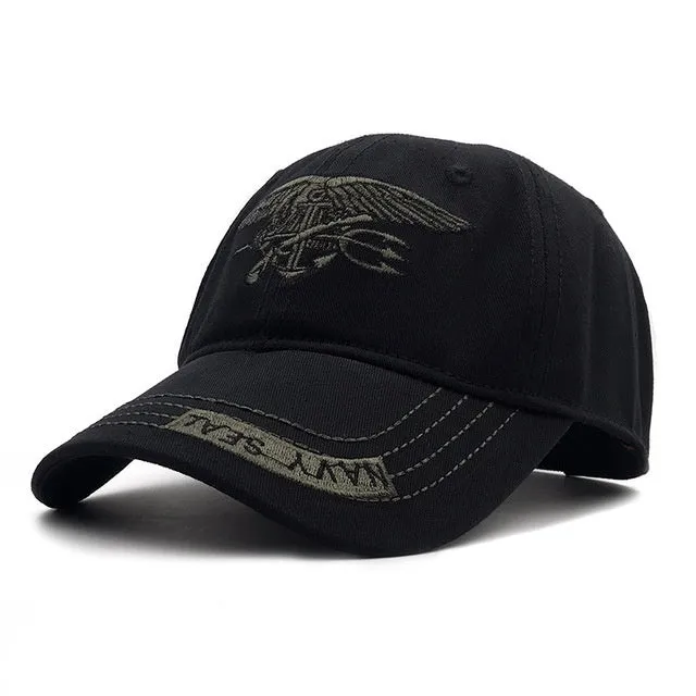 Army tactical baseball cap in green with adjustable strap lightweight polyester cotton blend