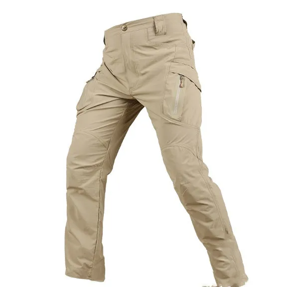 Male army fan special forces quick-drying pants in khaki colour, 97% cotton 3% spandex, with ergonomic knees and YKK zipper