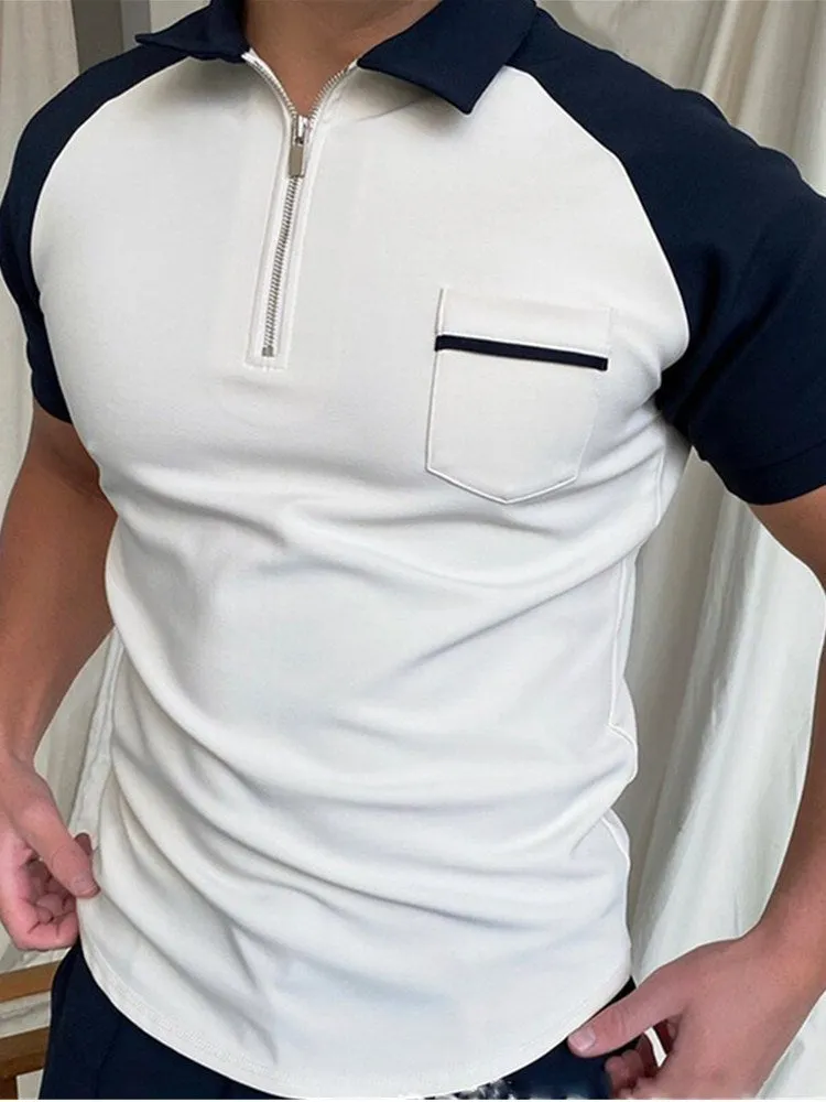 Men's solid striped short-sleeved polo shirt with loose fit, available in multiple colours and sizes M to 3XL