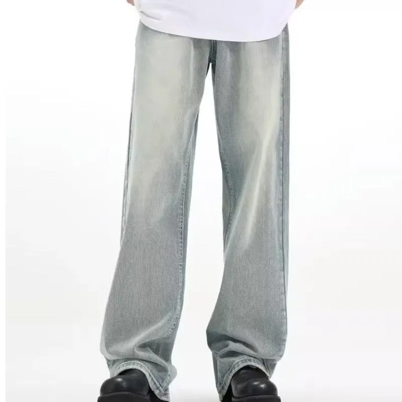 Blue loose-fit retro casual trousers with an elasticated waistband on a neutral background.