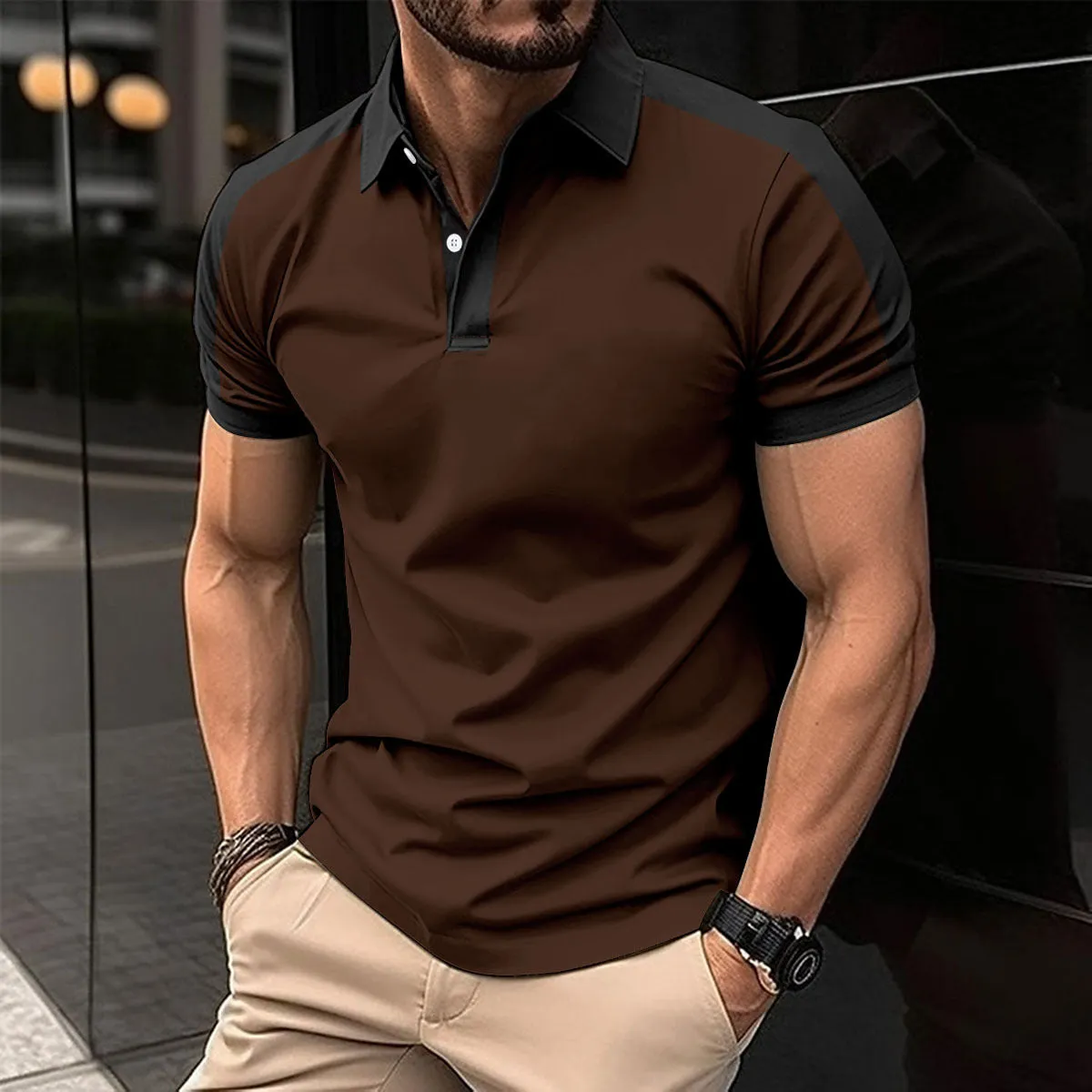 Men's short sleeve solid colour polo shirt in cotton blend, regular fit, summer casual wear