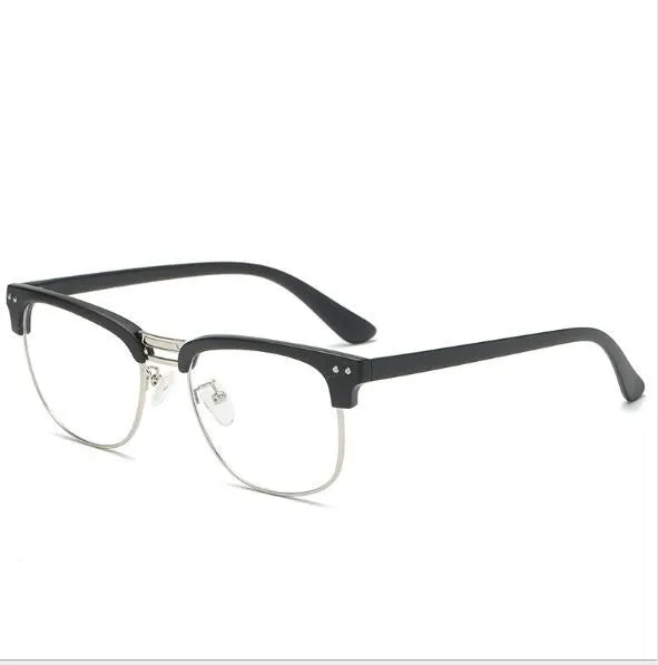 TR90 anti-blue light glasses, unisex vintage full frame, bright black colour option, non-prescription blue-light filtering lenses on a plain background