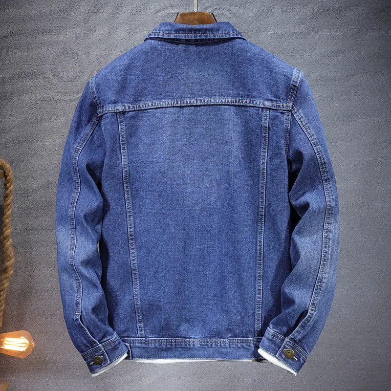 Men's denim coat casual top solid colour cardigan loose fit light blue blue cotton blend spring autumn