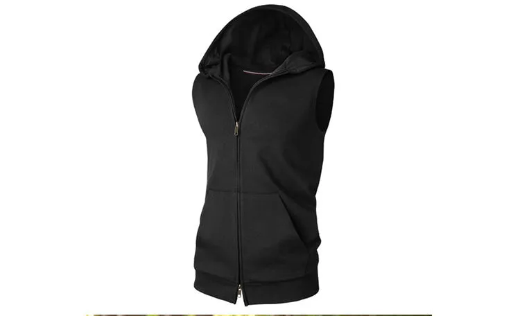 Sleeveless Men's Hoodies Cotton Vest Top Sleeveless Hoodie for Casual Wear Black Grey Red S M L XL XXL