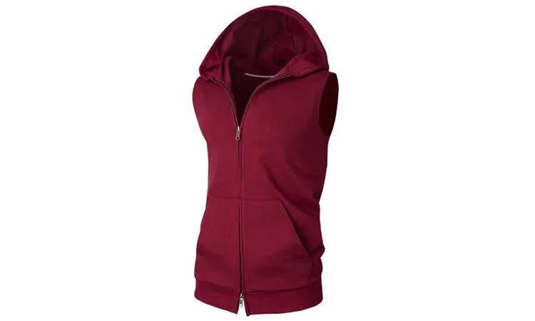 Sleeveless Men's Hoodies Cotton Vest Top Sleeveless Hoodie for Casual Wear Black Grey Red S M L XL XXL