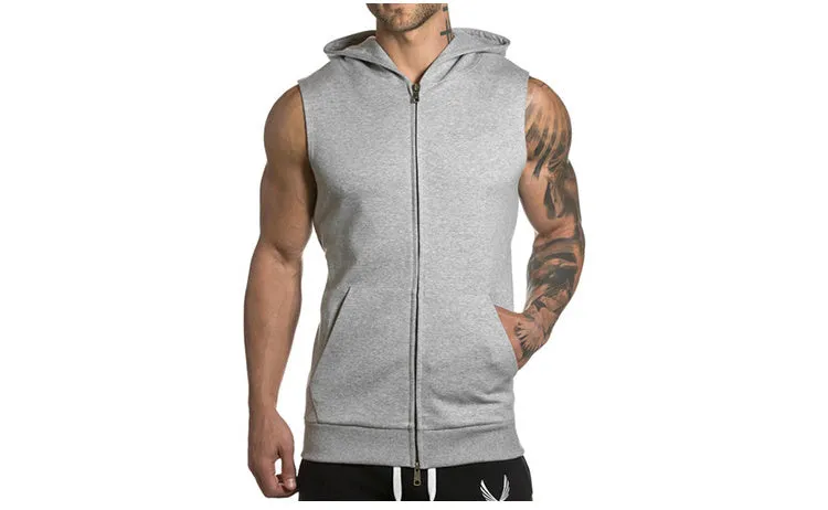 Sleeveless Men's Hoodies Cotton Vest Top Sleeveless Hoodie for Casual Wear Black Grey Red S M L XL XXL