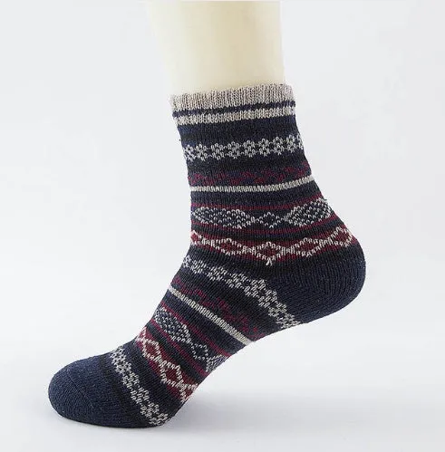 Winter thick warm stripe wool socks rabbit wool blend 5 pairs set in assorted colours