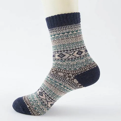 Winter thick warm stripe wool socks rabbit wool blend 5 pairs set in assorted colours