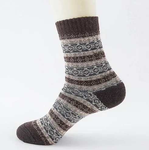 Winter thick warm stripe wool socks rabbit wool blend 5 pairs set in assorted colours