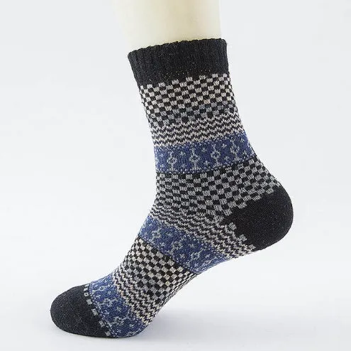 Winter thick warm stripe wool socks rabbit wool blend 5 pairs set in assorted colours