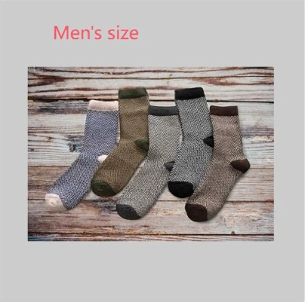 Winter thick warm stripe wool socks rabbit wool blend 5 pairs set in assorted colours