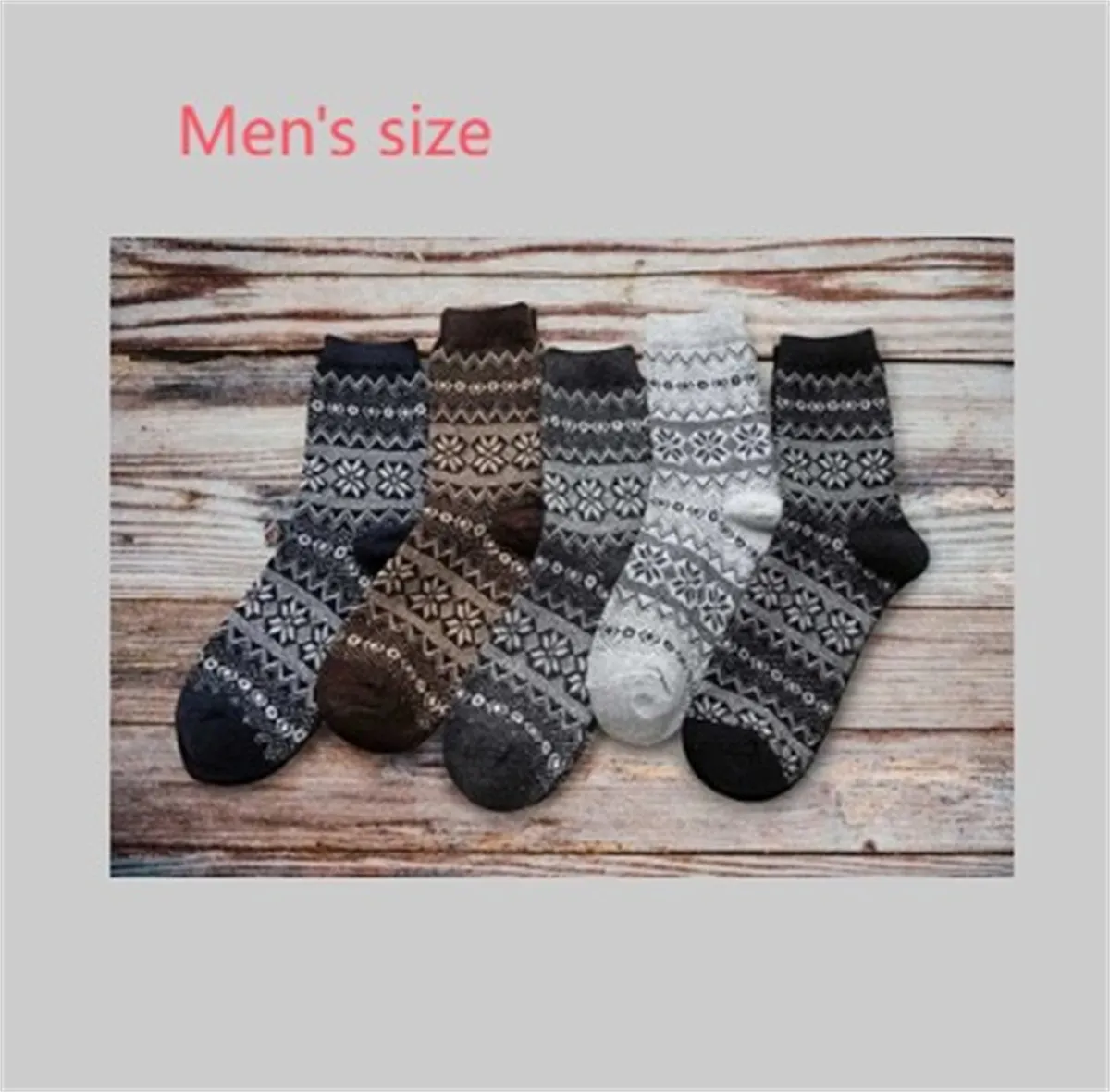 Winter thick warm stripe wool socks rabbit wool blend 5 pairs set in assorted colours