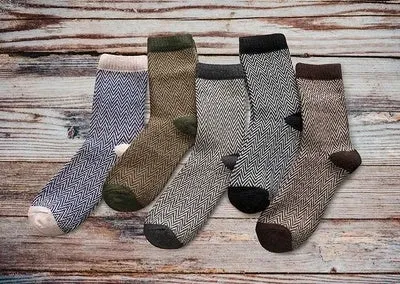 Winter thick warm stripe wool socks rabbit wool blend 5 pairs set in assorted colours
