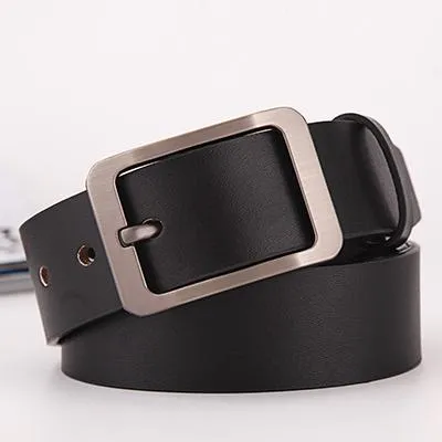 Men genuine leather belt in black colour with metal buckle on plain background showing full length