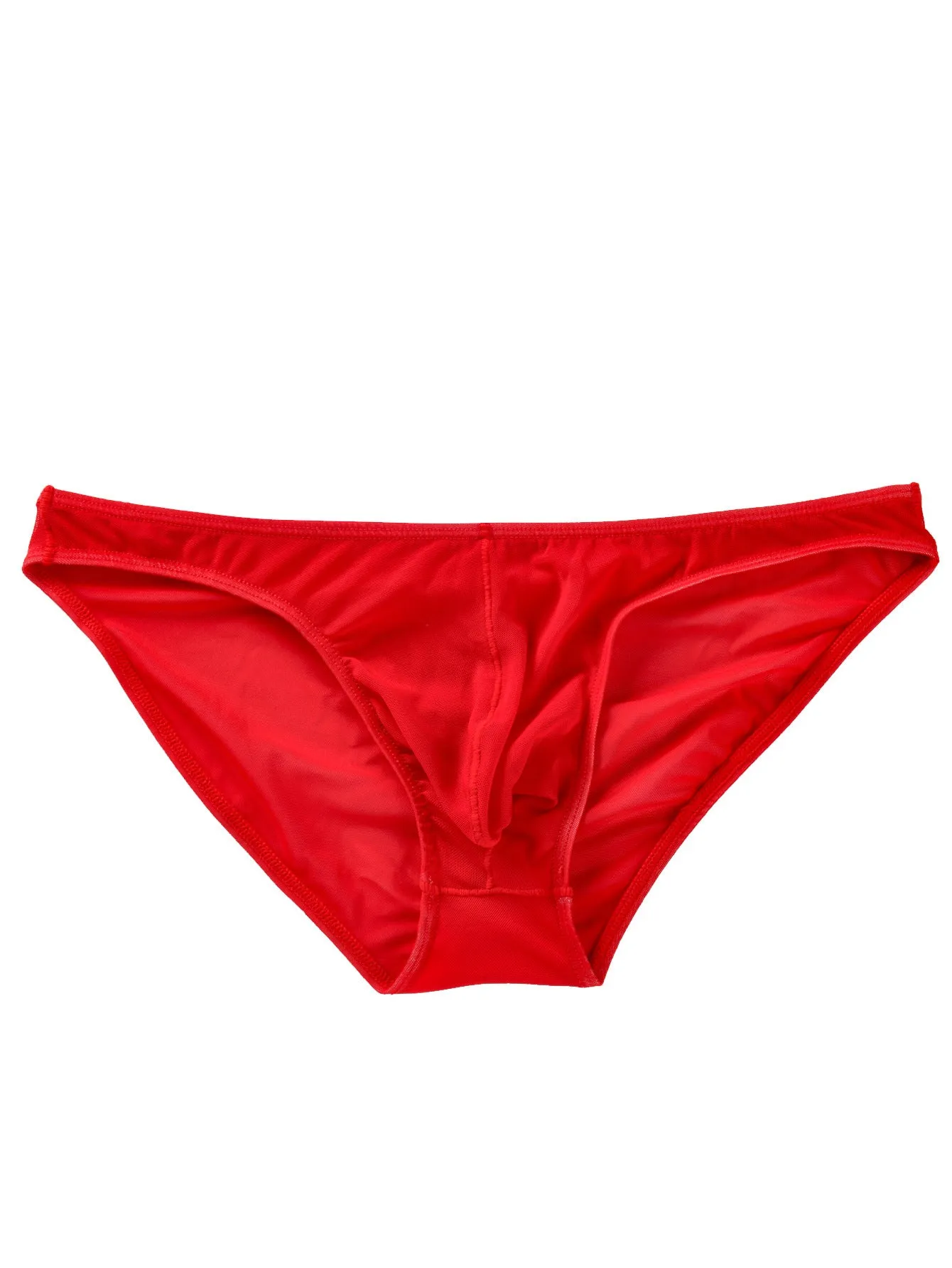 Men's black low-waist triangle briefs made from quick-drying Nylon ice silk fabric.