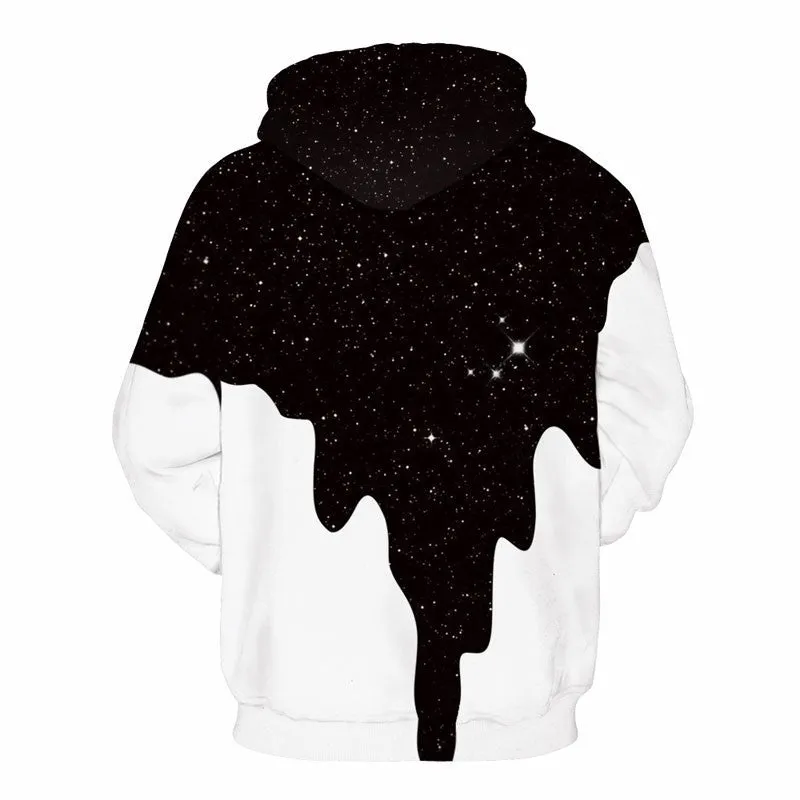 Spill Milk 3D printed unisex hoodie in splash paint design with O-neck and front pocket