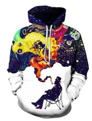 Spill Milk 3D printed unisex hoodie in splash paint design with O-neck and front pocket