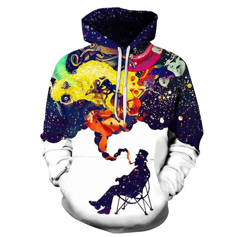 Spill Milk 3D printed unisex hoodie in splash paint design with O-neck and front pocket