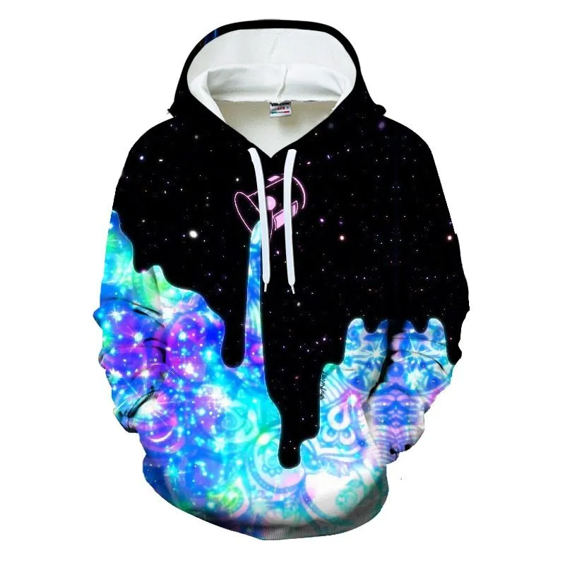 Spill Milk 3D printed unisex hoodie in splash paint design with O-neck and front pocket