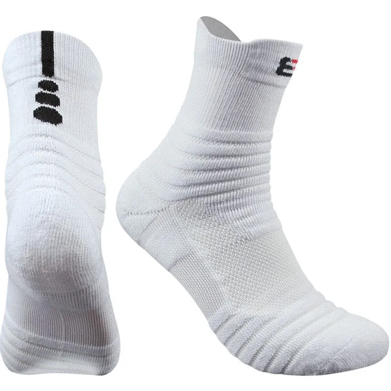 Three pairs of plain colour cotton blend socks in black, white, and grey