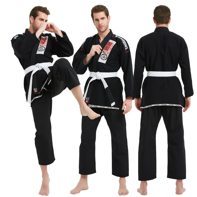 Adult anti-wear jiu-jitsu suit in black, 100% cotton training clothing for martial arts