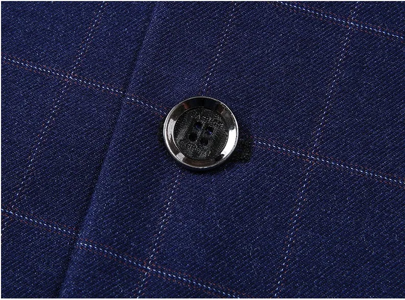 Men's plaid leisure suit coat, loose fit, dimensional patch pocket, long sleeves, blue colour, front view