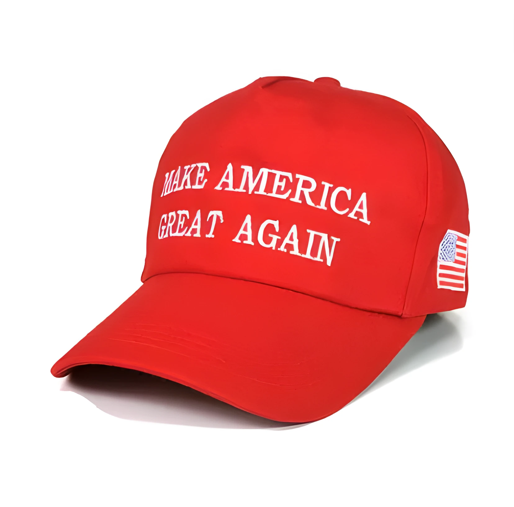 Cotton baseball cap with embroidered geometric pattern, adjustable back strap, and US flag option