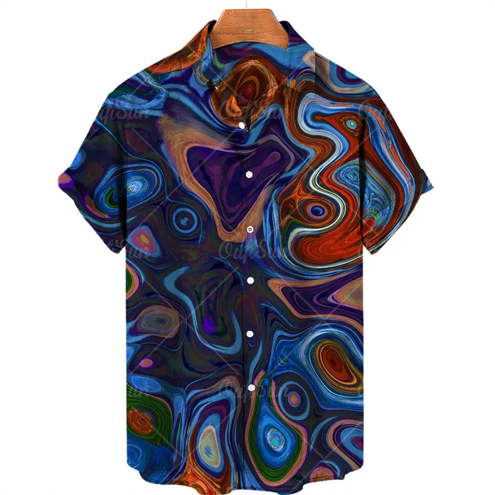Men's plus size Hawaiian shirt with digital flower print, short sleeves, and cardigan style in apricot colour