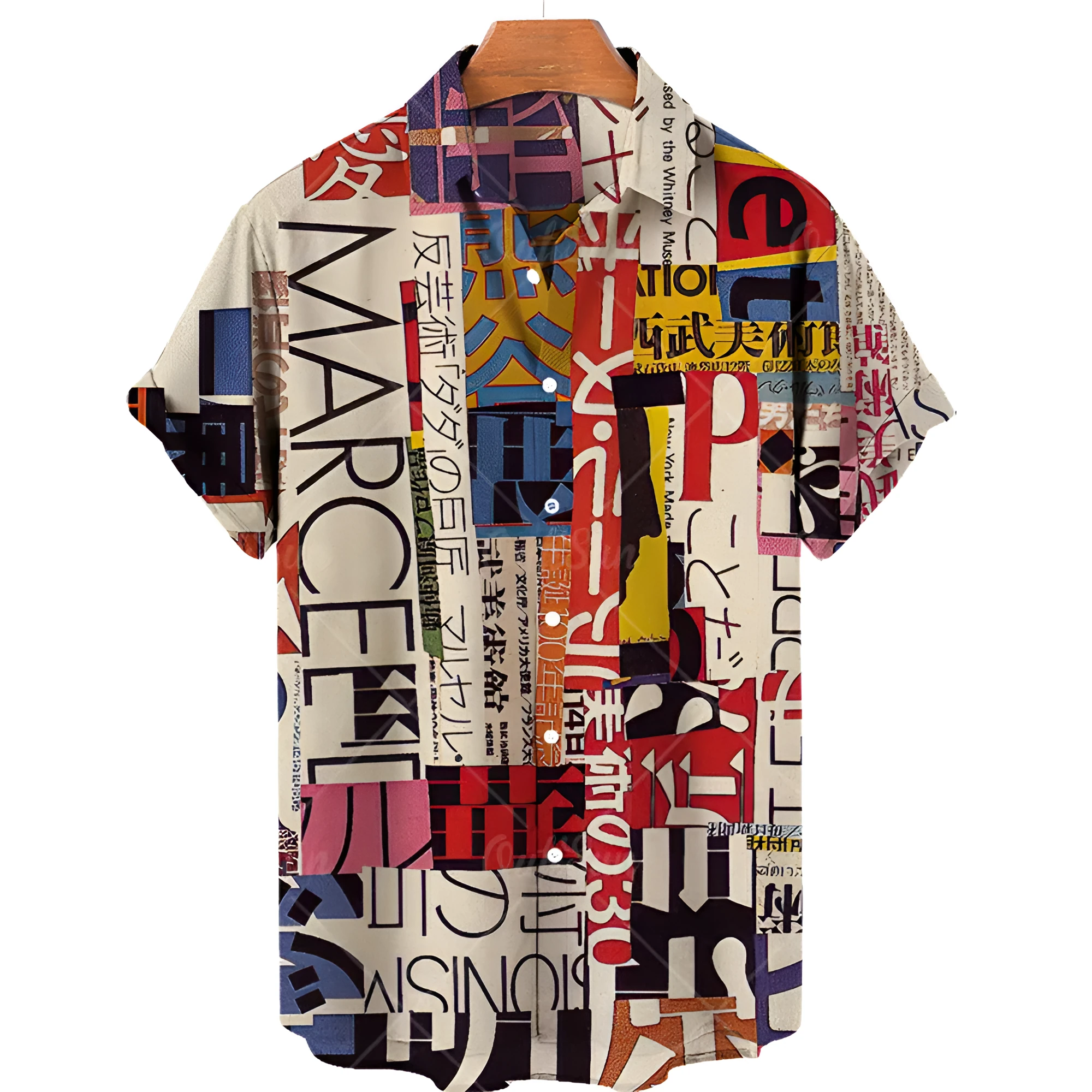 Men's plus size Hawaiian shirt with digital flower print, short sleeves, and cardigan style in apricot colour