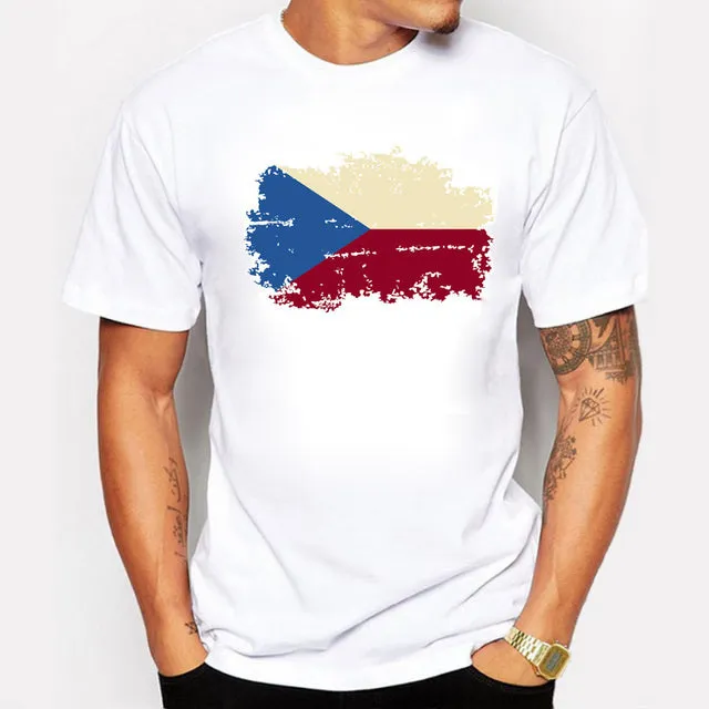 National flag printed short sleeve round neck mens t-shirt in multiple sizes and colour styles