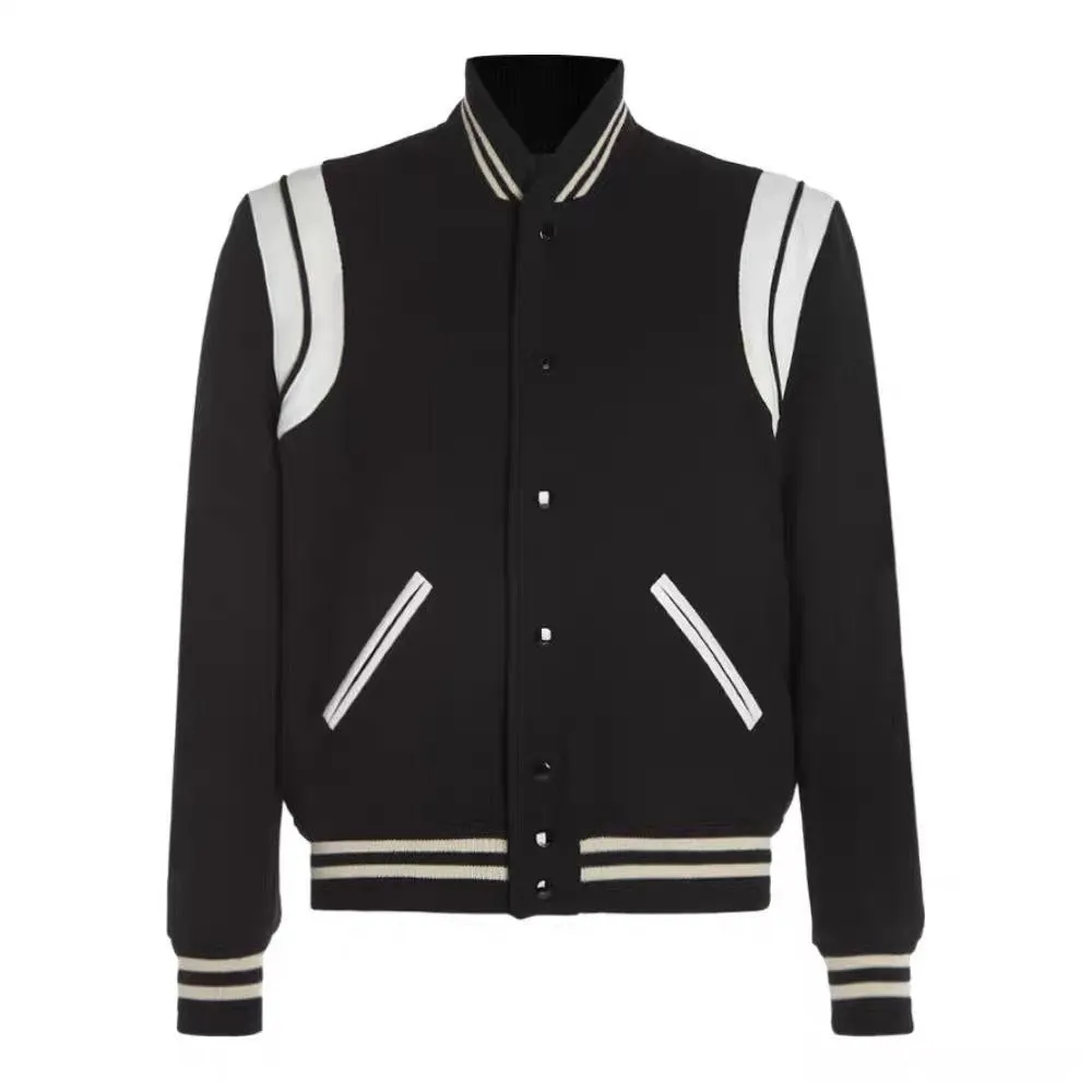 Men's aviator jacket with black and white stitching, cotton filling, extended length, available in black, grey, pure black