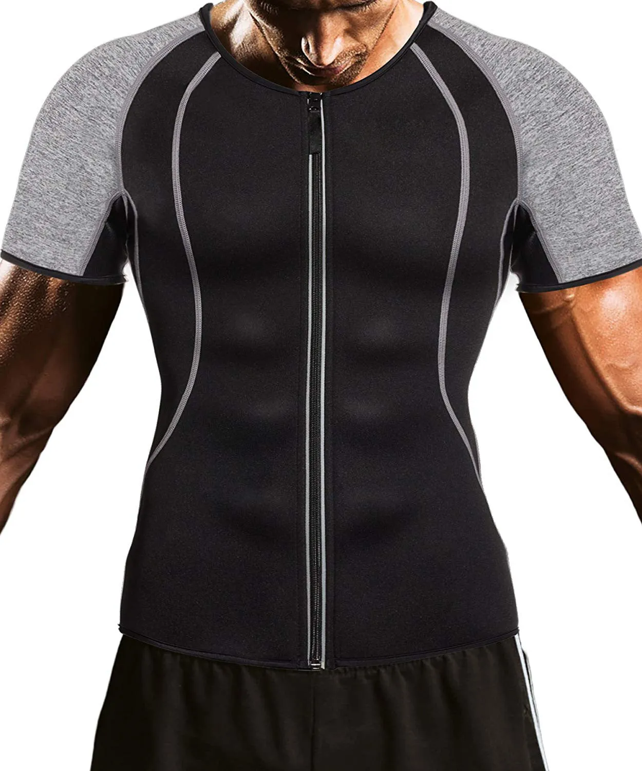 Men's grey chlorine fiber long sleeve sweat shirt for yoga and gym training