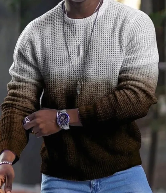 Men 3D pullover casual top long sleeve t-shirt, CTX919 style, front view