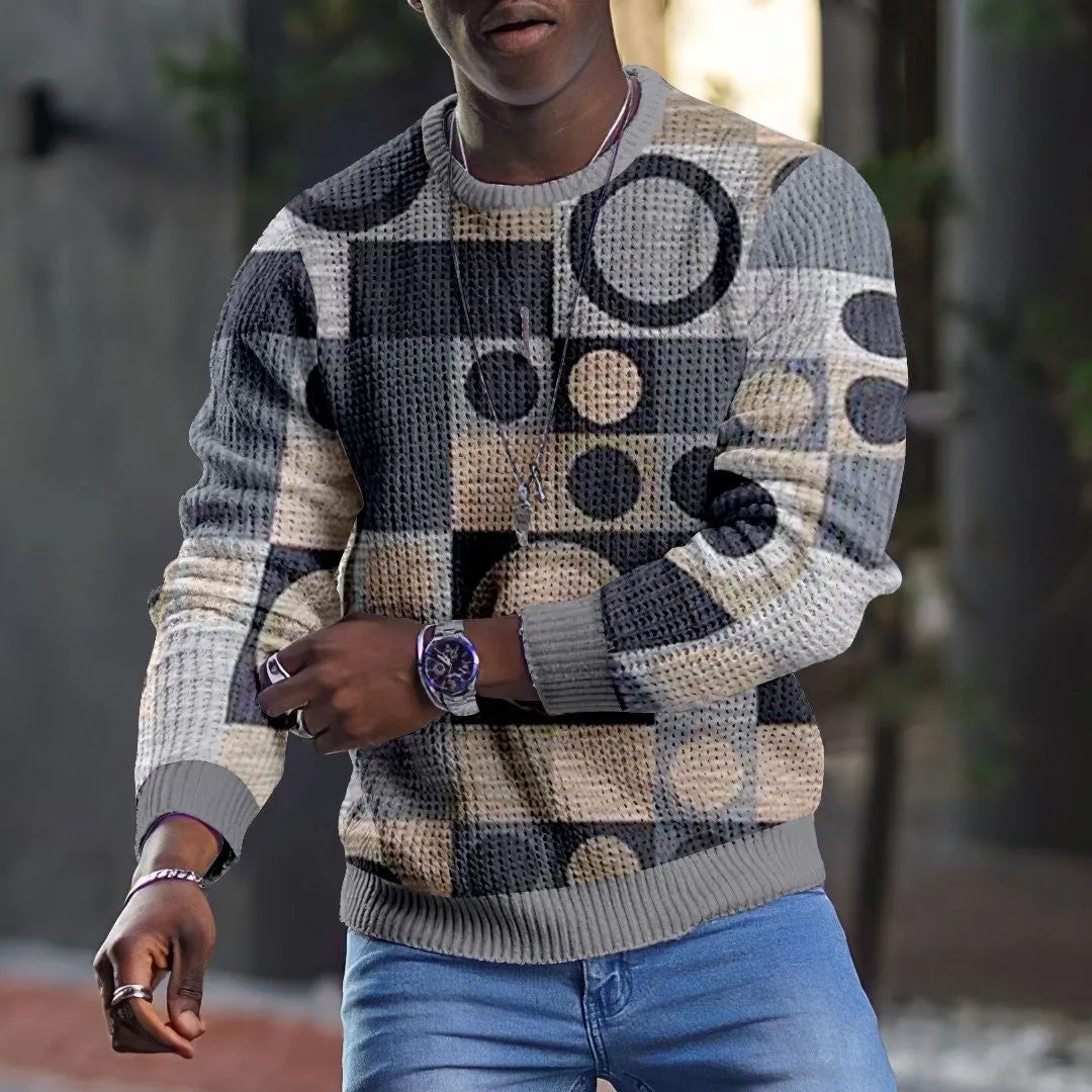 Men 3D pullover casual top long sleeve t-shirt, CTX919 style, front view