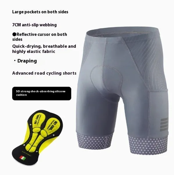 Road Sports bicycle shorts with double-sided pockets and anti-slip webbing in black colour