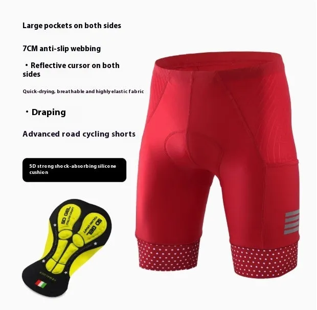 Road Sports bicycle shorts with double-sided pockets and anti-slip webbing in black colour