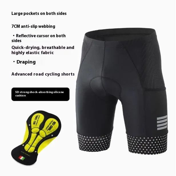 Road Sports bicycle shorts with double-sided pockets and anti-slip webbing in black colour