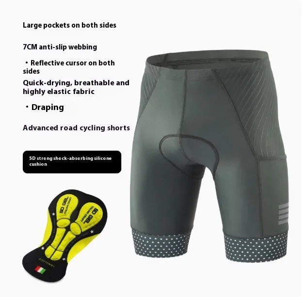 Road Sports bicycle shorts with double-sided pockets and anti-slip webbing in black colour