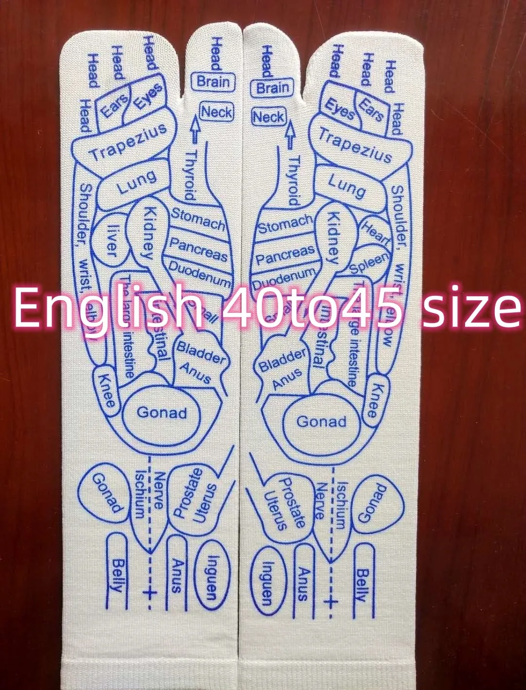 Socks with acupressure point diagrams for foot reflexology, cotton blend, one size adult