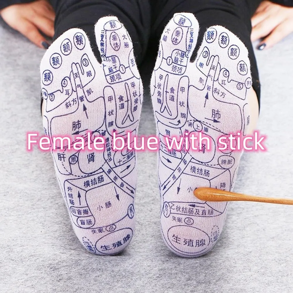 Socks with acupressure point diagrams for foot reflexology, cotton blend, one size adult