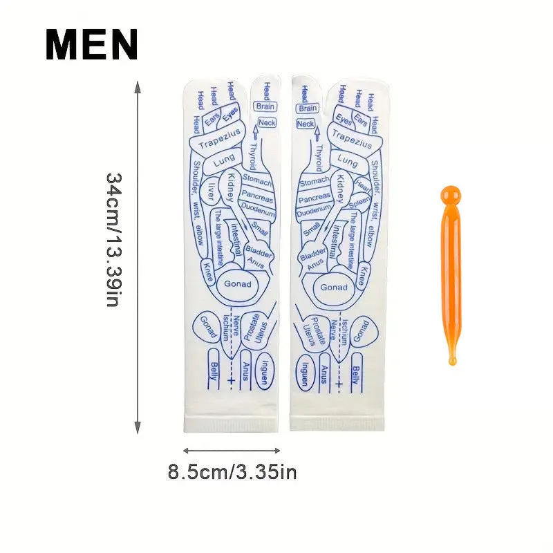 Socks with acupressure point diagrams for foot reflexology, cotton blend, one size adult
