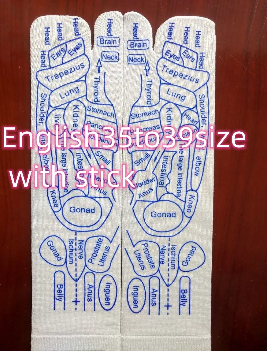 Socks with acupressure point diagrams for foot reflexology, cotton blend, one size adult