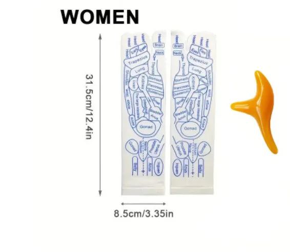 Socks with acupressure point diagrams for foot reflexology, cotton blend, one size adult