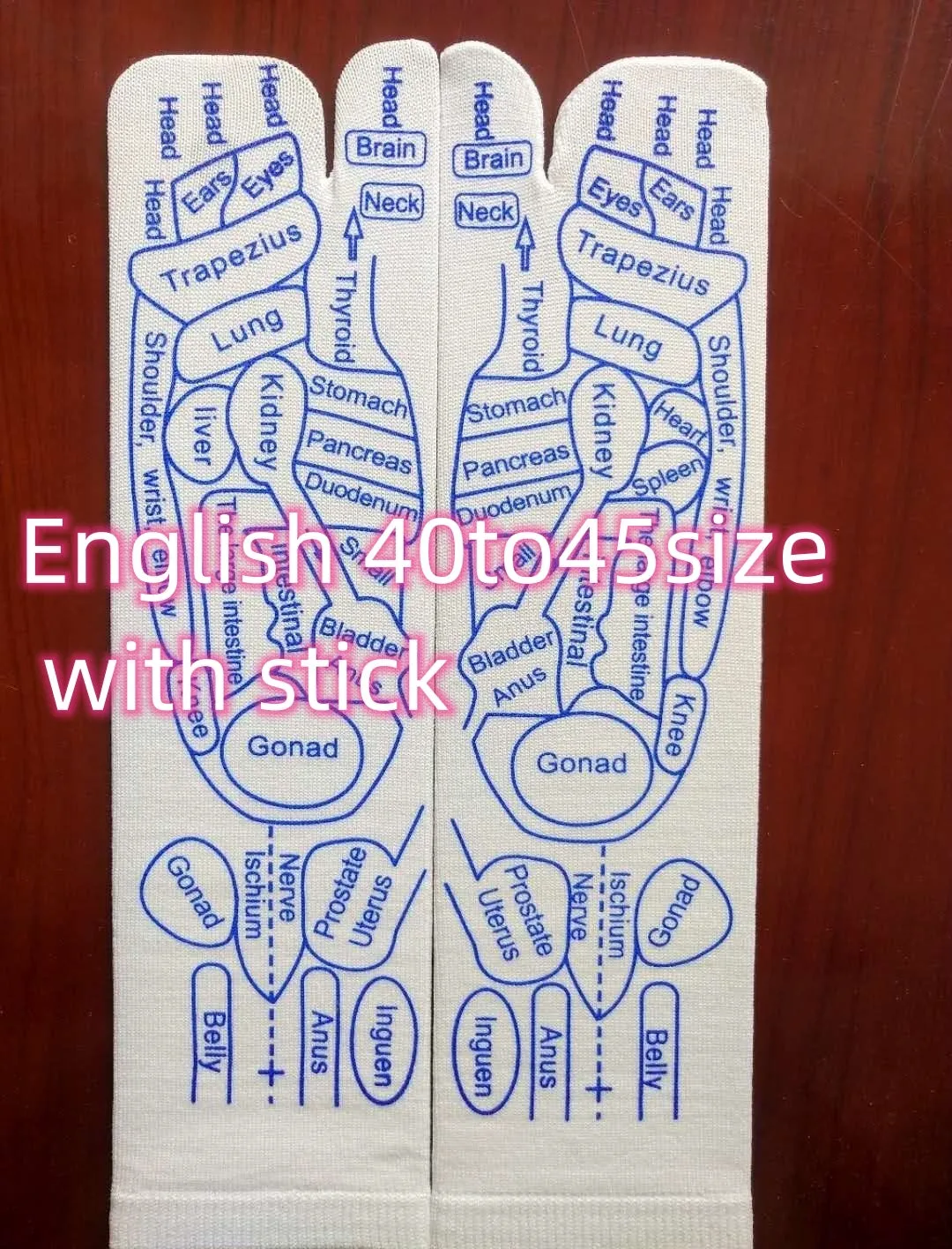 Socks with acupressure point diagrams for foot reflexology, cotton blend, one size adult