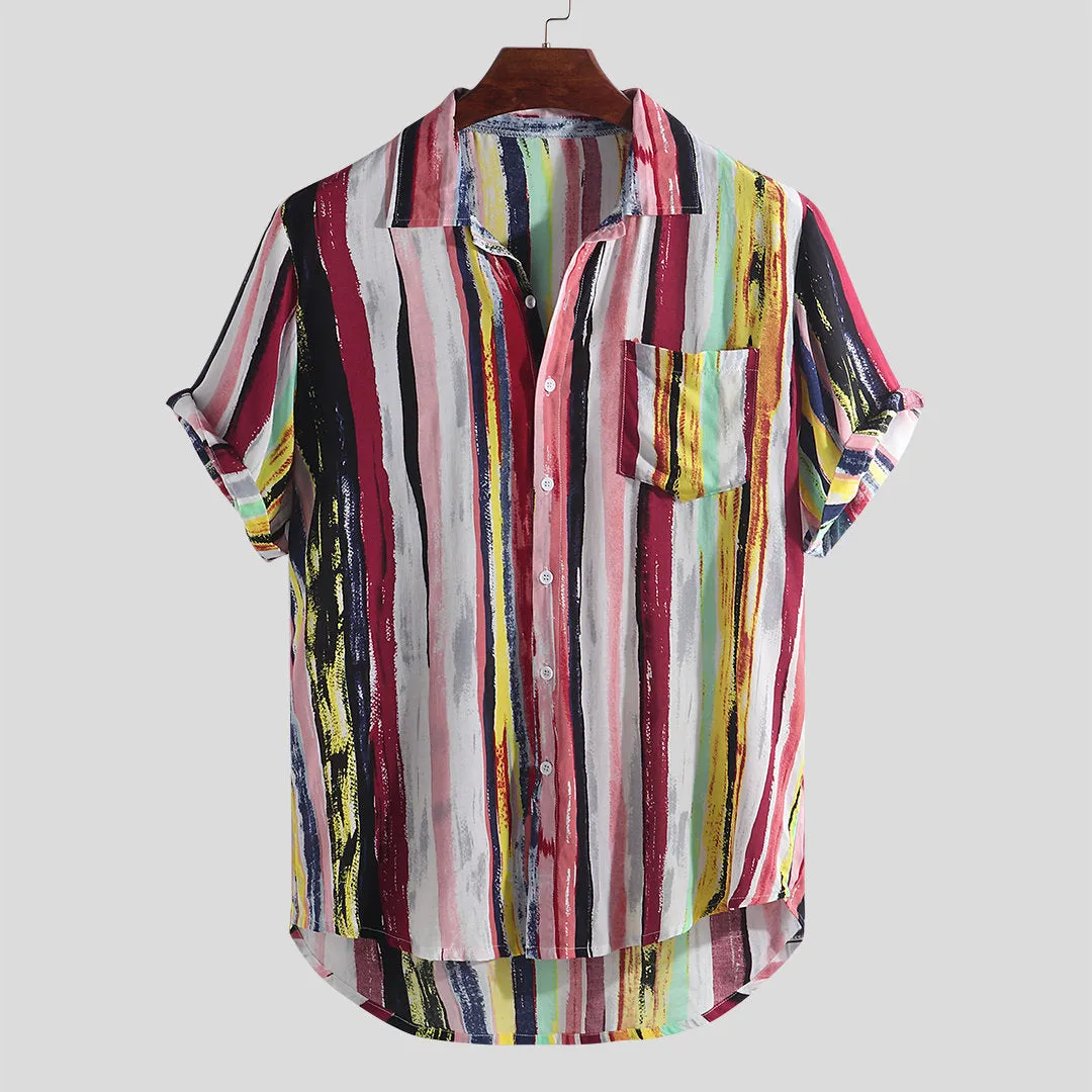 Men's cotton blend short sleeve t-shirt available in blue striped, gold, red 2, red striped colours sizes M to 4XL
