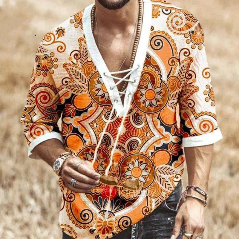 Men's super slim long sleeve shirt with stand-up collar and velvet lining in patterned design