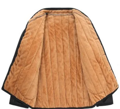 Winter men jacket polyester fibre warm outerwear stand collar full-length zip Asian sizes XL to 4XL